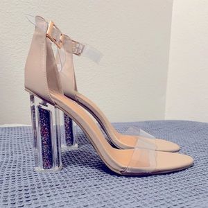 Glitter Heel Perspex Sandals